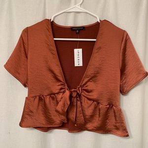 PacSun satin tie-front top